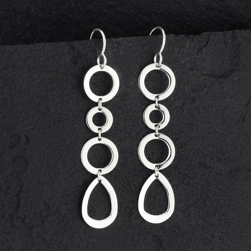 sterling silver long linear drop earrings