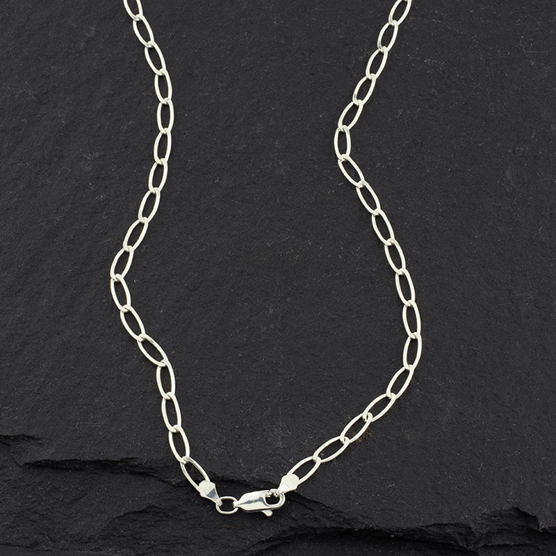 sterling silver small oval link chain necklace