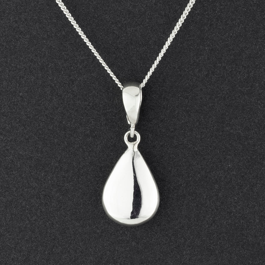 sterling silver solid teardrop pendant necklace