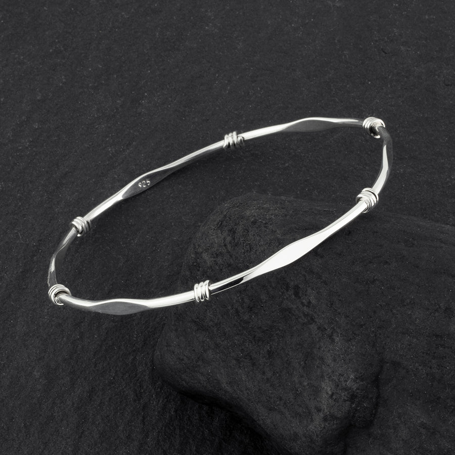 thin sterling silver wire bangle bracelet