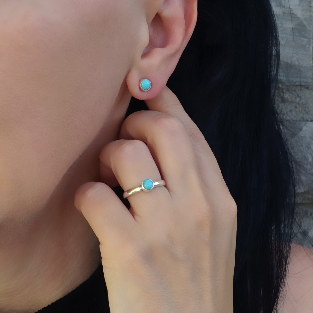 Blue Dots Turquoise Stud Earrings