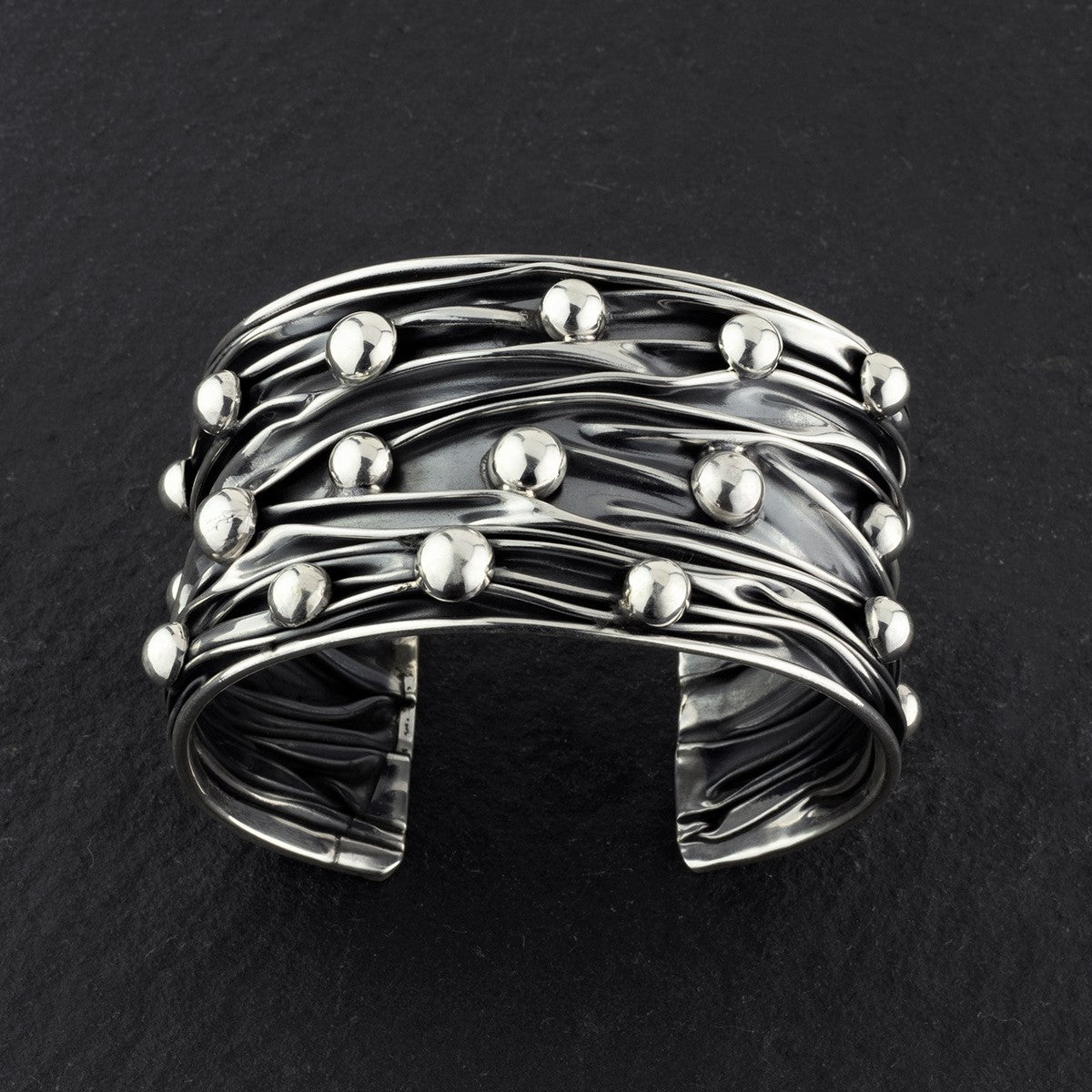wide Mexican sterling silver statement cuff bracelet