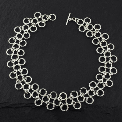 wide Mexican sterling silver statement necklace